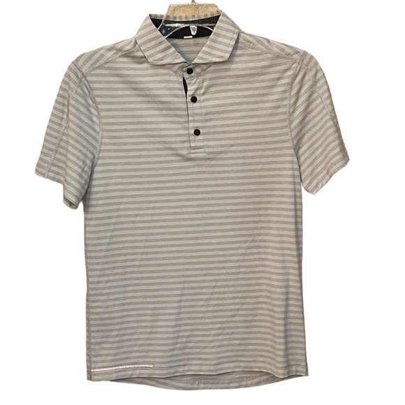 Lululemon‎ Performance Evolution Polo Shirt Grey Stripe Small - Picture 1 of 5